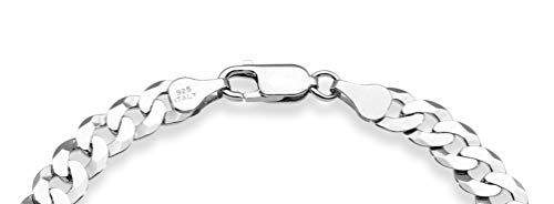 Miabella Italian Solid Diamond-Cut Cuban Link Curb Chain Bracelet for Men Women, Made in Italy - style: Length 8 Inches (men's average length)