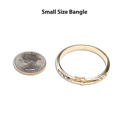 Precious Pieces Personalized 14K Gold-Plated Baby Bangle Bracelet Gift for Infant, Toddler, Kids, Teens or Women Bracelet, Custom Jewelry with Engraved Name - style: Etched (Child SM-0 - 6 months)
