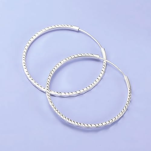 YFN Hoop Earrings Sterling Silver Polished Round Circle Endless Earrings Diameter 20,30,40,50,60,70,80mm - style: Diameter 45mm Hoop Earrings