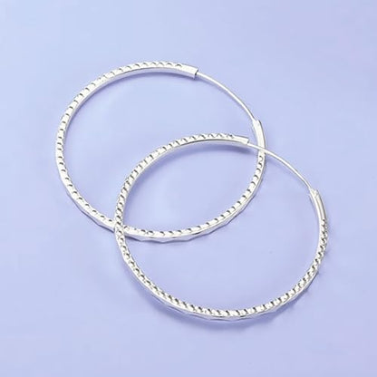 YFN Hoop Earrings Sterling Silver Polished Round Circle Endless Earrings Diameter 20,30,40,50,60,70,80mm - style: Diameter 45mm Hoop Earrings