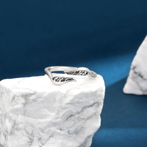 Sariel 925 Sterling Silver Toe Rings for Women Boho Adjustable Mid Finger Rings Summer Vacation Ocean Beach - color: Feather