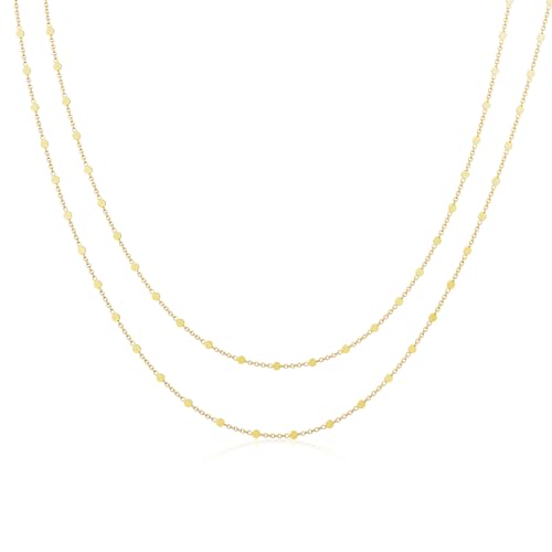 Dainty Sterling Silver Plated Diamond Choker Necklace for Women | Layered Created Diamond Pendent Necklace Set Non Tarnish, Stackable Cuban Chain Choker Jewelry - color: Gold-04