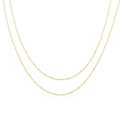 Dainty Sterling Silver Plated Diamond Choker Necklace for Women | Layered Created Diamond Pendent Necklace Set Non Tarnish, Stackable Cuban Chain Choker Jewelry - color: Gold-04