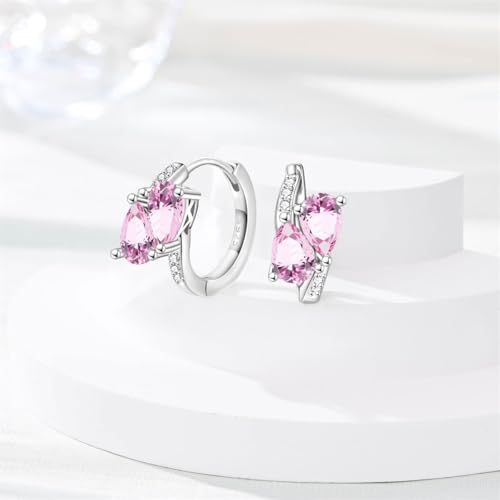 925 Sterling Silver Huggie Hoop Earrings for Women with 5A Cubic Zirconia Jewelry Birthday Gift - style: Heart to heart