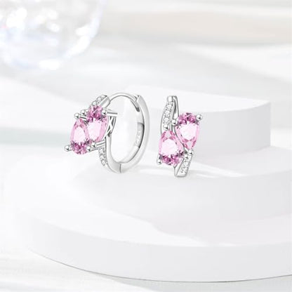 925 Sterling Silver Huggie Hoop Earrings for Women with 5A Cubic Zirconia Jewelry Birthday Gift - style: Heart to heart
