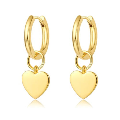 DAILY VIBES Cute Butterfly Star Cross Heart CZ Dangle Earrings for Women | 925 Sterling Silver Post, 14K Gold or Silver Plated, Mini Cubic Zirconia Dainty Drop, Cartilage Small Huggie Hoop Earrings - color: Gold Mini Heart