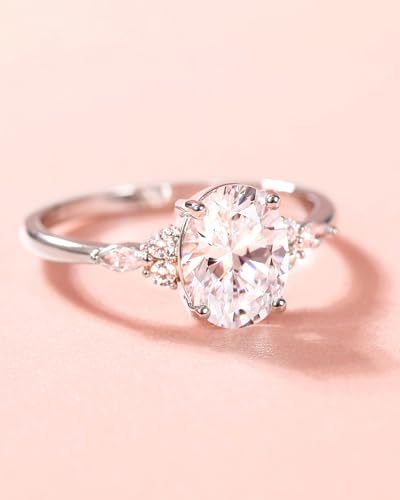 TIGRADE 3CT Engagement Ring Oval Cut Cubic Zirconia Marquise Round CZ Eternity Wedding Band for Women Size 3-12 - color: Silver