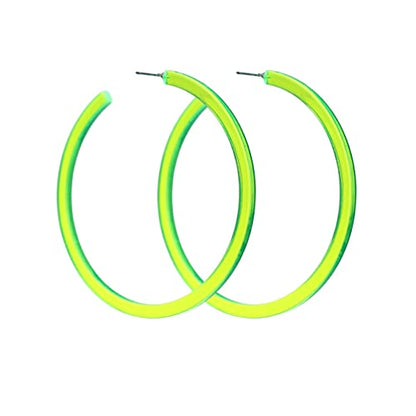 Colorful Big Hoop Earring Acrylic Open Large Hoop Earrings C Shape Trendy Chunky Earrings 80s 90s Retro Lightweight Statement Ear Jewelry Earring For Women - color: 70mm Green
