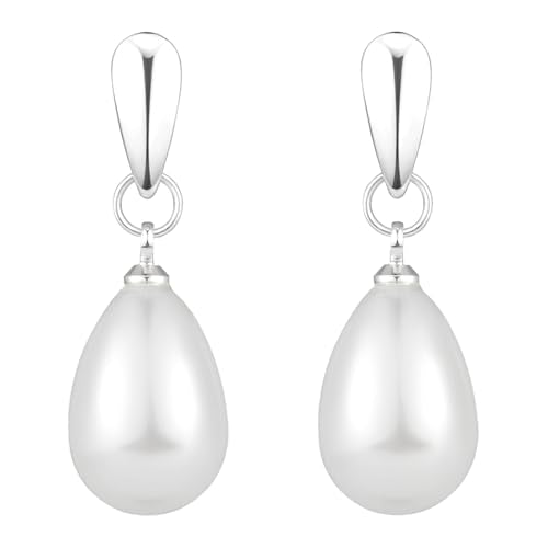 14k Gold Plated Lightweight Pearl Earrings,Trendy Jewelry,Teardrop Hoop Earrings for Women,Pearl Drop Earrings,Elegant Jewelry for Gifts - color: silver-pearl dangle