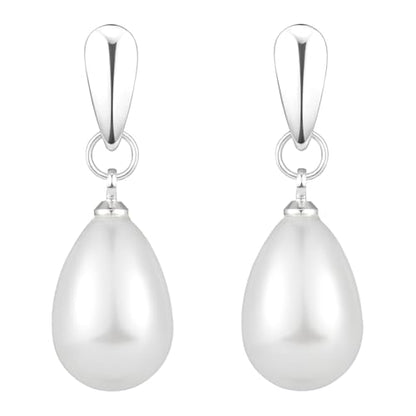 14k Gold Plated Lightweight Pearl Earrings,Trendy Jewelry,Teardrop Hoop Earrings for Women,Pearl Drop Earrings,Elegant Jewelry for Gifts - color: silver-pearl dangle