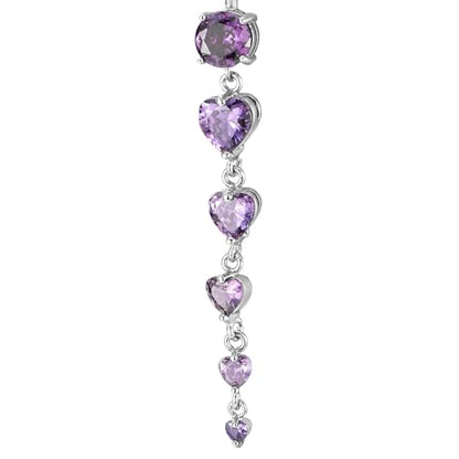 COOLSTEELANDBEYOND Steel Belly Chain Belly Button Ring Body Jewelry Piercing Navel Ring with Long Dangle Cubic Zirconia - color: D-Metal Color: Silver