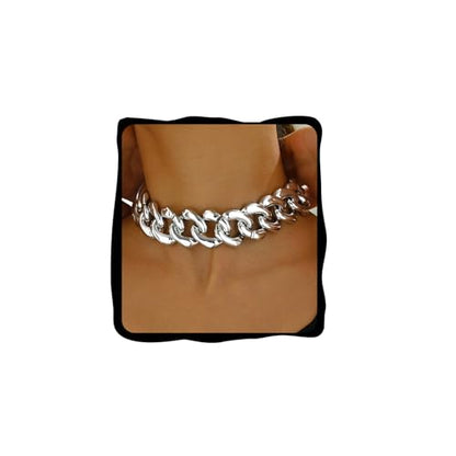 Chunky Link Cuban Chains Necklace Women's Punk Hip-hop Thick Gold Chain Choker Necklace Fashion Costume Jewelry for Women (gold) - color: Silver