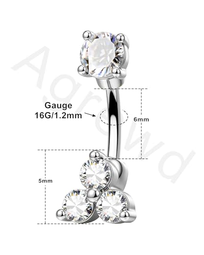 Minimalist Rook Piercing Jewelry, 16G Eyebrow Rook Earrings for Women, Stainless Steel Vertical Helix Lobe Earrings 6/8MM - color: WG-6MM