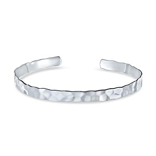 Bling Jewelry .925 Sterling Silver Personalized Textured Honeycomb Hammered Cuff Bangle Bracelet Matte Stackable For Women Gift