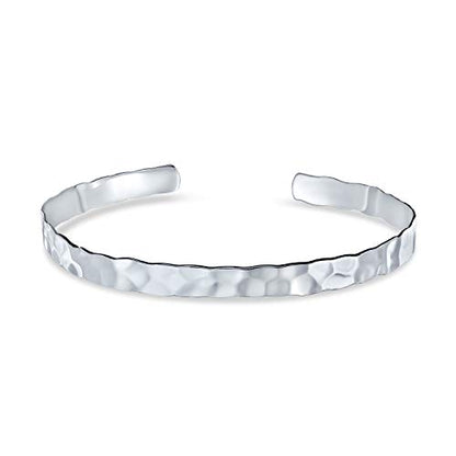 Bling Jewelry .925 Sterling Silver Personalized Textured Honeycomb Hammered Cuff Bangle Bracelet Matte Stackable For Women Gift