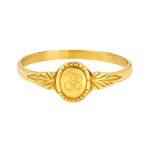 10K 14K 18K Solid Gold Personalized Initial Signet Ring for Women Customized Engraved Letter Dainty Ring Jewelry Gift for Her