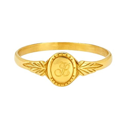10K 14K 18K Solid Gold Personalized Initial Signet Ring for Women Customized Engraved Letter Dainty Ring Jewelry Gift for Her