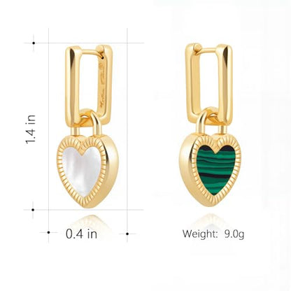 Milan Chiva 14K Gold Plated Small Huggie Dangle Earrings | Lightweight Trendy Heart Dainty Jewelry Hypoallergenic Chunky Gold Hoops Earrings Jewelry Mothers Day Gift for Women - color: B-Green