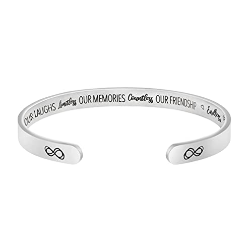 JoycuFF Friendship Gift for Women Inspirational Birthday Cuff Bracelet for Friends Handmade Stainless Steel Jewelry for Bff Bracelets Graduation Gift for Her
