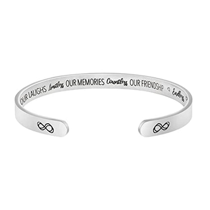 JoycuFF Friendship Gift for Women Inspirational Birthday Cuff Bracelet for Friends Handmade Stainless Steel Jewelry for Bff Bracelets Graduation Gift for Her