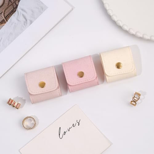 3 Pack Mini Jewelry Organizer, Travel Jewelry Case, Foldable Multifunctional Travel Jewelrys Pouch for Earrings, Necklaces, Rings, Chain Bracelets, Brooches - color: Beige