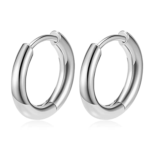 Titanium Huggie Hoop Earrings Hypoallergenic Nickel Free Hinged Sleeper Earrings for Sensitive Skin Cartilage Helix Lobes - style: Huggie 10mm silver