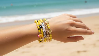 Twinfree Bohemian Cute Fruit Banana Cherry Strawberry Pineapple Mango Polymer Clay Beaded Stackable Stretch Bracelets - color: color 22