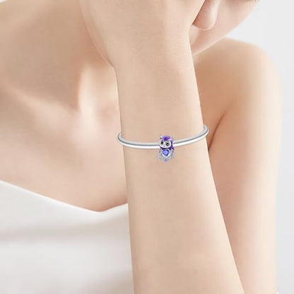 LUXILLA Charms for Bracelets & Necklace 925 Sterling Silver Charms Elephant Happy Birthday Charm Fit for Valentine's Day Mother's Day Jewelry Gift for Women - color: Cute Owl Charm