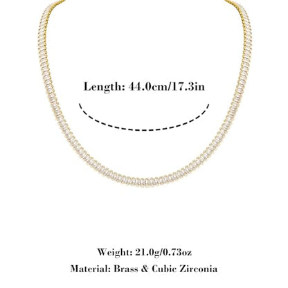HZMAN Crystal Necklace Bracelet Jewelry Set for Women Dainty Rhinestone Choker Necklace Tennis Bracelet Cubic Zirconia Bridal Wedding Jewelry - color: Gold