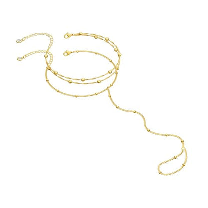Dainty 14K Gold Plated Bracelets for Women Waterproof, Non Tarnish Gold Jewelry Sets, Thin Stackable Link Paperclip Chain Bracelet Pack Fashion Accessories Gifts for Womens - style: 5Pcs BRACELET SET-02