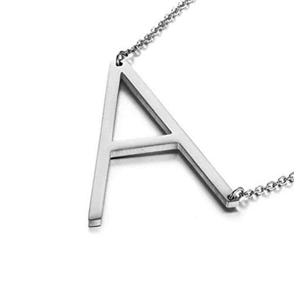 MOMOL Sideways Initial Necklace 18K Gold Plated Stainless Steel Large Big Letters Pendant Necklace Script Name Monogram Necklaces for Women - color: A
