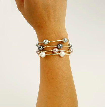 Elegance 11 designs 10mm Crystal White Pearl Blessing Bracelet - style: style-black
