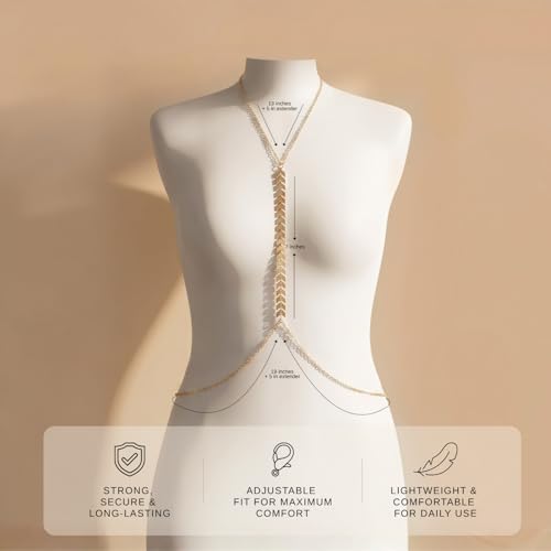 Gold Body Chain for Women | Layered Bikini Belly & Waist Chain Adjustable | Sexy Back Jewelry for Beach Vacation & Parties - color: Style 4