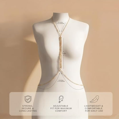 Gold Body Chain for Women | Layered Bikini Belly & Waist Chain Adjustable | Sexy Back Jewelry for Beach Vacation & Parties - color: Style 4