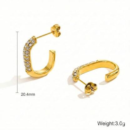 18K Gold Plated Stainless Steel Statement Earrings for Women - Trendy Hoops with Cubic Zirconia - Lightweight Non-Tarnish Waterproof Fashion Jewelry Gift - style: Cubic Zirconia Hoop Earrings