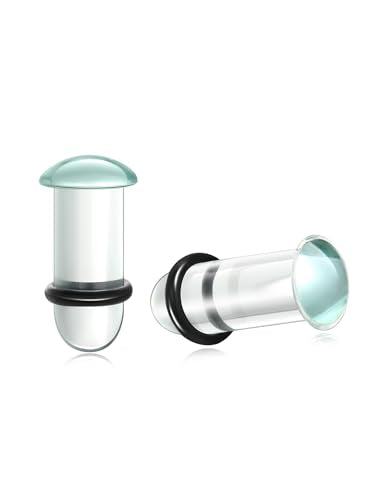 Aumeo One Pair Glass Gauges for Ears Single Flare Glass Plugs for Women and Men - color: Clear, size: 6mm