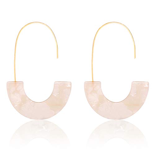 Acrylic Earrings Statement Tortoise Hoop Earrings Resin Wire Drop Dangle Earrings Fashion Jewelry For Women - color: A White