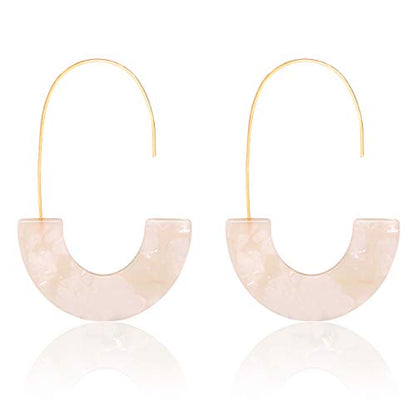 Acrylic Earrings Statement Tortoise Hoop Earrings Resin Wire Drop Dangle Earrings Fashion Jewelry For Women - color: A White