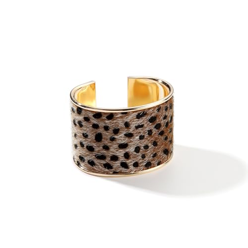 COLORFUL BLING Metal Punk Leopard Print Bangle Bracelet for Women Wide Chunky Gold Stackable Wrapped Open Cuff Bracelets Wristband Statement Jewelry - style: style 2