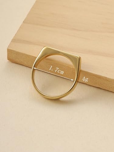 Stainless Steel Square Shape Signet Style Classical Simple Plain Wedding Engagement Statement Ring