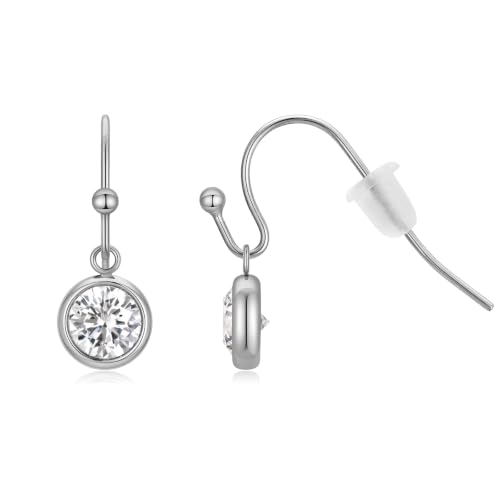 Surgical Steel Hypoallergenic Hoop Earrings for Women - Huggie Dangle CZ Cartilage Earrings - color: Stainless Steel