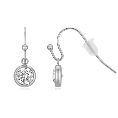 Surgical Steel Hypoallergenic Hoop Earrings for Women - Huggie Dangle CZ Cartilage Earrings - color: Stainless Steel