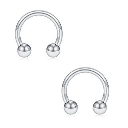 SCERRING 12PCS 316L Stainless Steel 16G Circular Barbells Eyebrow Lip Ear Tragus Horseshoe Hoop Rings 6-12mm - style: 8mm w Balls