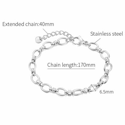 Jude Jewelers Stainless Steel Linked Infinity Charms Chain Style Bracelet - color: Silver