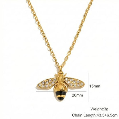 18K Gold Plated Pendant Necklaces - Dainty Minimalist, Waterproof, Non-Tarnish Fashion Jewelry for Women - style: Bee pendent