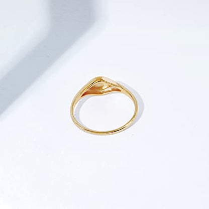 Amazon Essentials 14K Plated Sterling Silver Round Signet Ring - color: Yellow Gold, size: 6, style: Round