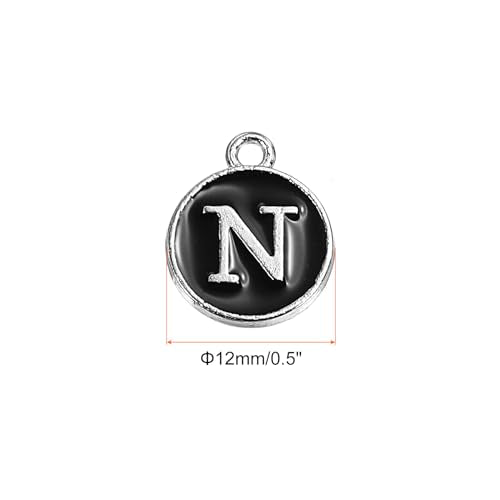MECCANIXITY Alphabet Enamel Letter Charm Jewelry Charm Pendant for Jewelry Making, Bracelet, Craft - style: N