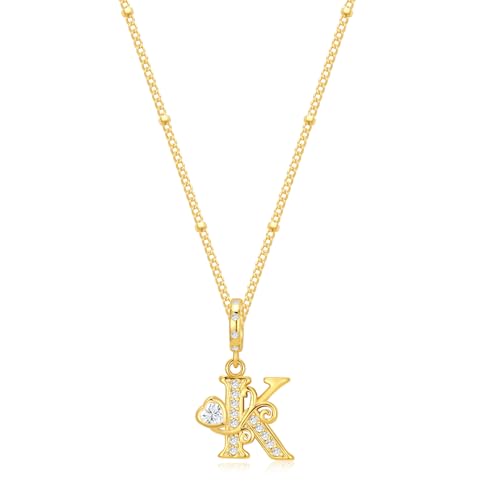 TIZU Initial Necklaces for Women - Dainty 14K Gold Plated Letter Pendant Trendy Personalized Initial A-Z Necklaces Jewelry Gift - color: Gold-K