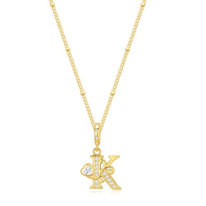 TIZU Initial Necklaces for Women - Dainty 14K Gold Plated Letter Pendant Trendy Personalized Initial A-Z Necklaces Jewelry Gift - color: Gold-K