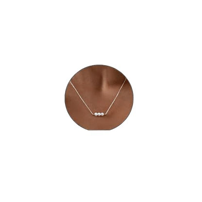 Pearl Necklace for Women, Dainty Pearls Choker Necklace for Women 14K Gold Plated Layered Pendant Necklace Handmade Gold Chain Necklace Everyday Jewelry Gift - color: Bar Three Pearls-Silver